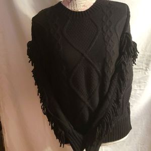 "Time and Tru " Black fringed sweater, sixe XS- 0-2